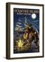 Ocracoke Island, North Carolina - Pirate and Treasure-Lantern Press-Framed Art Print
