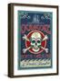 Ocracoke Island, North Carolina - Skull and Crossbones-Lantern Press-Framed Art Print