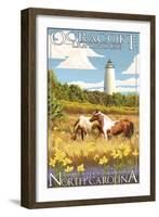 Ocracoke Lighthouse - Outer Banks, North Carolina-Lantern Press-Framed Art Print