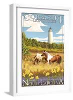 Ocracoke Lighthouse - Outer Banks, North Carolina-Lantern Press-Framed Art Print