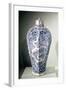 Octagonal "Mei- P"Ing" Vase with White and Blue Decoration, from Baoding, Hebei, Yuan Dynasty-null-Framed Giclee Print