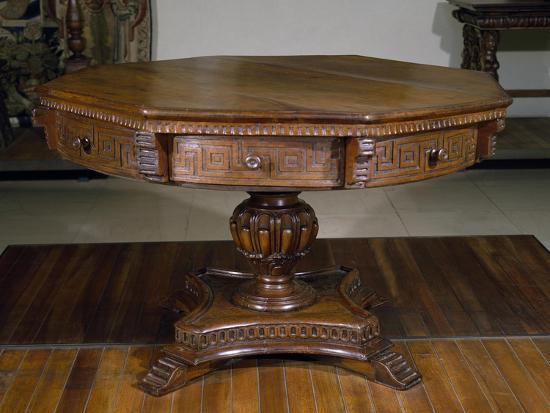 Italian Octagonal Walnut Table Italian Octagonal Walnut Table