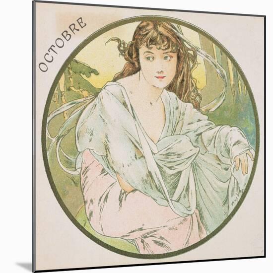 October, 1899 (Detail)-Alphonse Mucha-Mounted Giclee Print