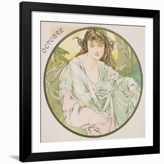 October, 1899 (Detail)-Alphonse Mucha-Framed Giclee Print