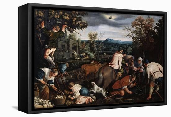 October' (From the Series 'The Seasons), Late 16th or Early 17th Century-Leandro Bassano-Framed Stretched Canvas