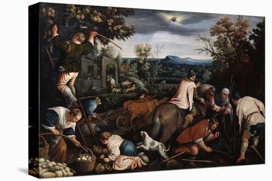 October' (From the Series 'The Seasons), Late 16th or Early 17th Century-Leandro Bassano-Stretched Canvas