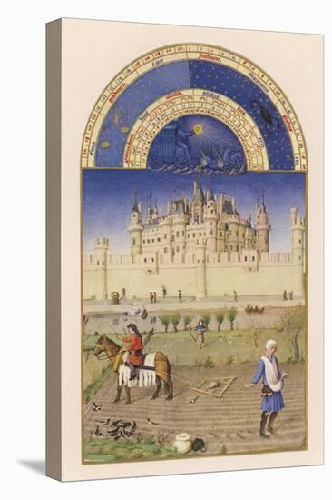 October Peasants Sow Next Year's Crops Within Sight of the Palais Du Louvre Paris-Pol De Limbourg-Stretched Canvas