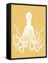 Octopus 1 White On Mustard-Fab Funky-Framed Stretched Canvas