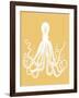 Octopus 1 White On Mustard-Fab Funky-Framed Art Print