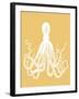 Octopus 1 White On Mustard-Fab Funky-Framed Art Print