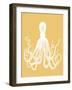 Octopus 1 White On Mustard-Fab Funky-Framed Art Print