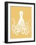 Octopus 1 White On Mustard-Fab Funky-Framed Art Print