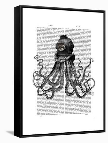 Octopus and Diving Helmet-Fab Funky-Framed Stretched Canvas