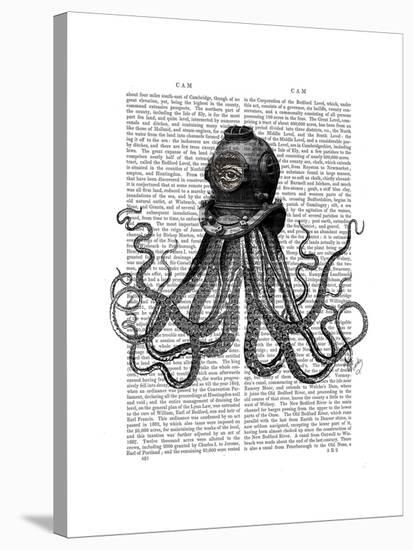 Octopus and Diving Helmet-Fab Funky-Stretched Canvas