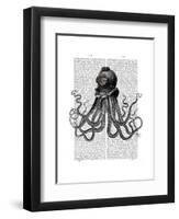 Octopus and Diving Helmet-Fab Funky-Framed Art Print