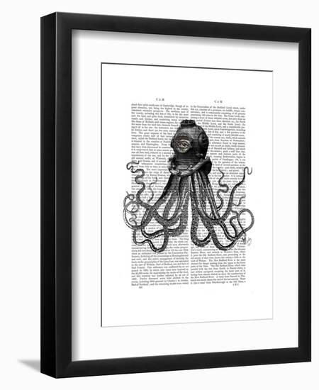 Octopus and Diving Helmet-Fab Funky-Framed Art Print