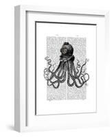 Octopus and Diving Helmet-Fab Funky-Framed Art Print