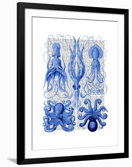 Octopus and Squid Blue-Fab Funky-Framed Art Print