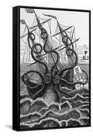 Octopus Attacking a Ship-Middle Temple Library-Framed Stretched Canvas