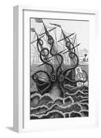 Octopus Attacking a Ship-Middle Temple Library-Framed Photographic Print