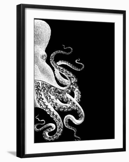 Octopus Black and White b-Fab Funky-Framed Art Print