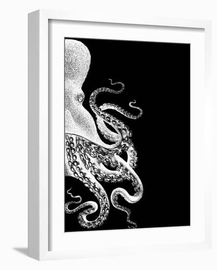 Octopus Black and White b-Fab Funky-Framed Art Print