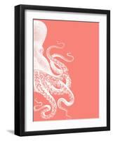 Octopus Coral and Cream b-Fab Funky-Framed Art Print