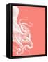 Octopus Coral and Cream b-Fab Funky-Framed Stretched Canvas