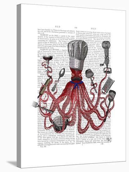 Octopus Fabulous French Chef-Fab Funky-Stretched Canvas