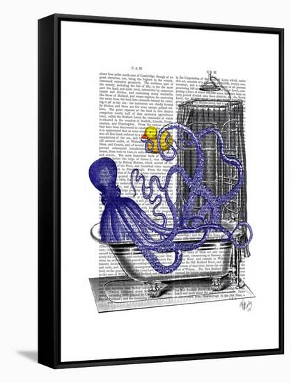 Octopus in Bath-Fab Funky-Framed Stretched Canvas
