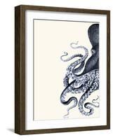 Octopus Indigo Blue and Cream a-Fab Funky-Framed Art Print