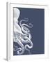 Octopus Indigo Blue and Cream b-Fab Funky-Framed Art Print