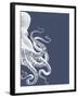 Octopus Indigo Blue and Cream b-Fab Funky-Framed Art Print
