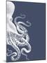 Octopus Indigo Blue and Cream b-Fab Funky-Mounted Art Print