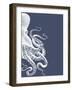 Octopus Indigo Blue and Cream b-Fab Funky-Framed Art Print