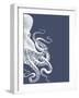 Octopus Indigo Blue and Cream b-Fab Funky-Framed Art Print