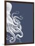 Octopus Indigo Blue and Cream b-Fab Funky-Framed Art Print