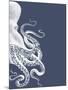 Octopus Indigo Blue and Cream b-Fab Funky-Mounted Art Print