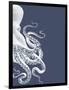 Octopus Indigo Blue and Cream b-Fab Funky-Framed Art Print