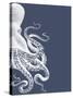 Octopus Indigo Blue and Cream b-Fab Funky-Stretched Canvas