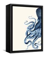 Octopus Navy Blue and Cream a-Fab Funky-Framed Stretched Canvas