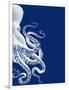 Octopus Navy Blue and Cream b-Fab Funky-Framed Art Print