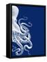 Octopus Navy Blue and Cream b-Fab Funky-Framed Stretched Canvas