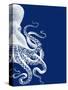 Octopus Navy Blue and Cream b-Fab Funky-Stretched Canvas