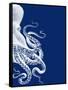 Octopus Navy Blue and Cream b-Fab Funky-Framed Stretched Canvas