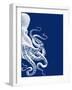 Octopus Navy Blue and Cream b-Fab Funky-Framed Art Print