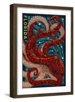 Octopus Paper Mosaic - Florida-Lantern Press-Framed Art Print