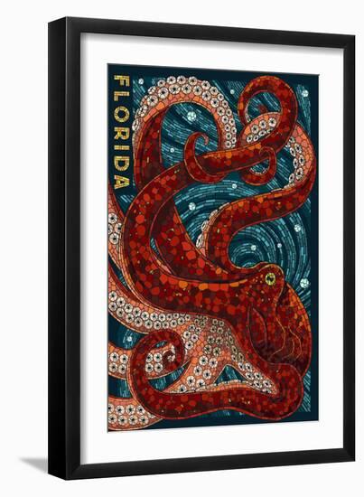 Octopus Paper Mosaic - Florida-Lantern Press-Framed Art Print