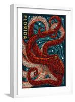 Octopus Paper Mosaic - Florida-Lantern Press-Framed Art Print