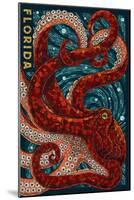 Octopus Paper Mosaic - Florida-Lantern Press-Mounted Art Print